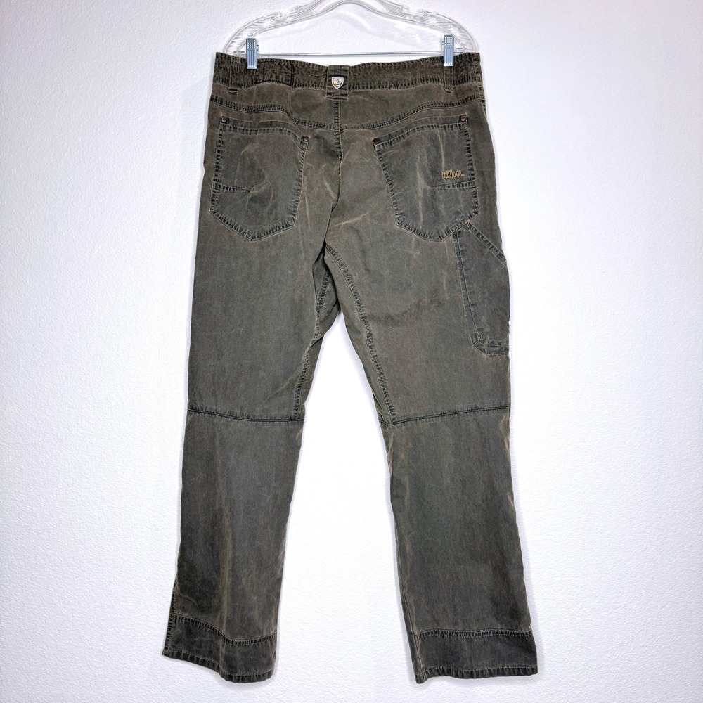 KUHL REVOLVR Vintage Patina Dye Pants Mens 35x30 Brown Cargo Outdoor Hiking - Picture 2 of 12